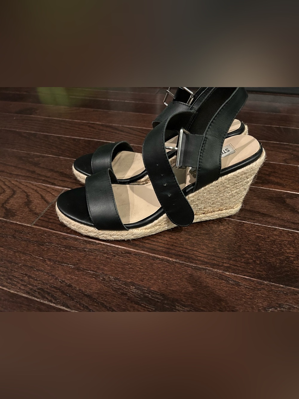Steve Madden Black Espadrille Slingback Sandals